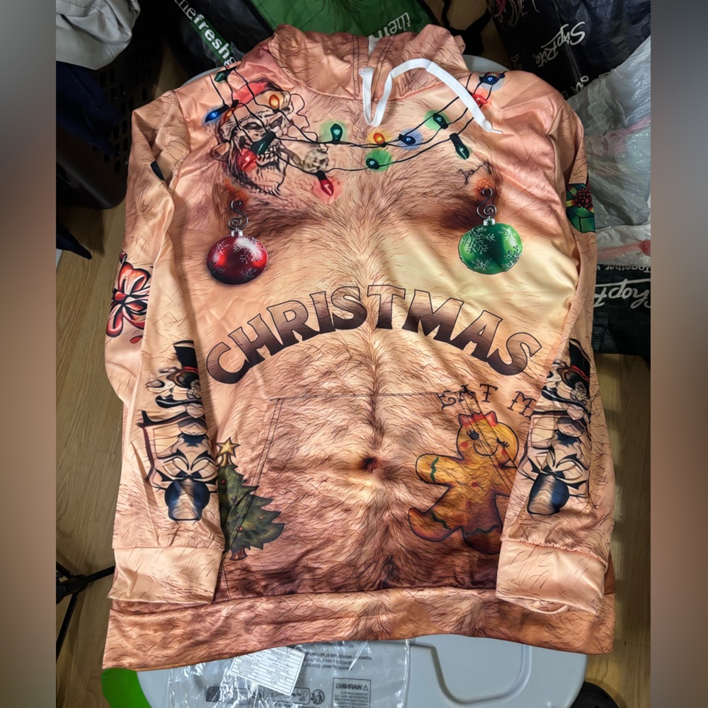 Christmas Themed Hoodie with Ornaments